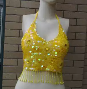 Belly Dance Net Cloth Five Flower Top Indian Dance Top Stage Costume Lace Small Top Oriental Embroidered Bead Top