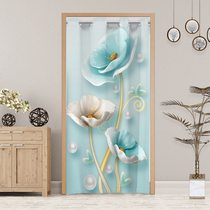 Free Punch Cloth Art Door Curtain Partition Curtain Home Living Room Semi-Curtain Wind-Proof Air Conditioning Kitchen Bedroom Door Curtain Telescopic Rod