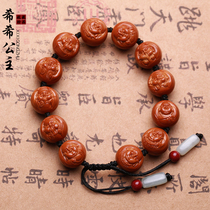 Olive stone wealth life-long wealth god Maitreya bracelet olive stone carved Buddha bead bracelet mens and womens cultural toy handmade perfect round