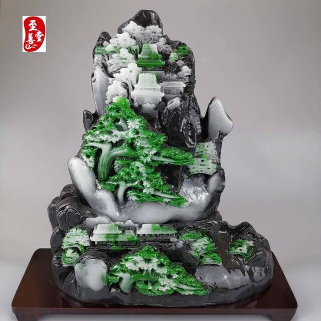 Imitation jade Shoushan stone carving imitation jade welcoming pine feng shui entrance ornaments home decoration entrance ornaments