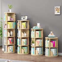 Solid Wood rotating bookshelf 360-degree Landing home childrens reading simple picture book rack storage small bookcase