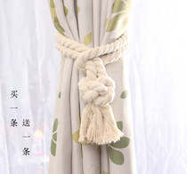 Eco-friendly pastoral cotton curtains window screens curtain buckles hanging balls woven rope tassels IKEA style