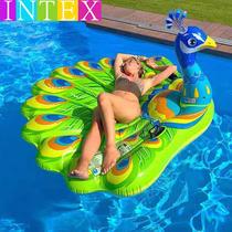 American INTEX goddess peacock opens her tail floats adult water inflatable mattress swim ring mount takes photos and decorates