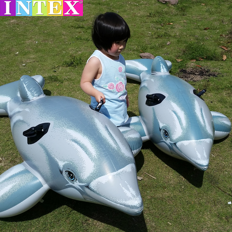 Intex children inflatable mount big dolphin swimming ring children water toy seat send pump