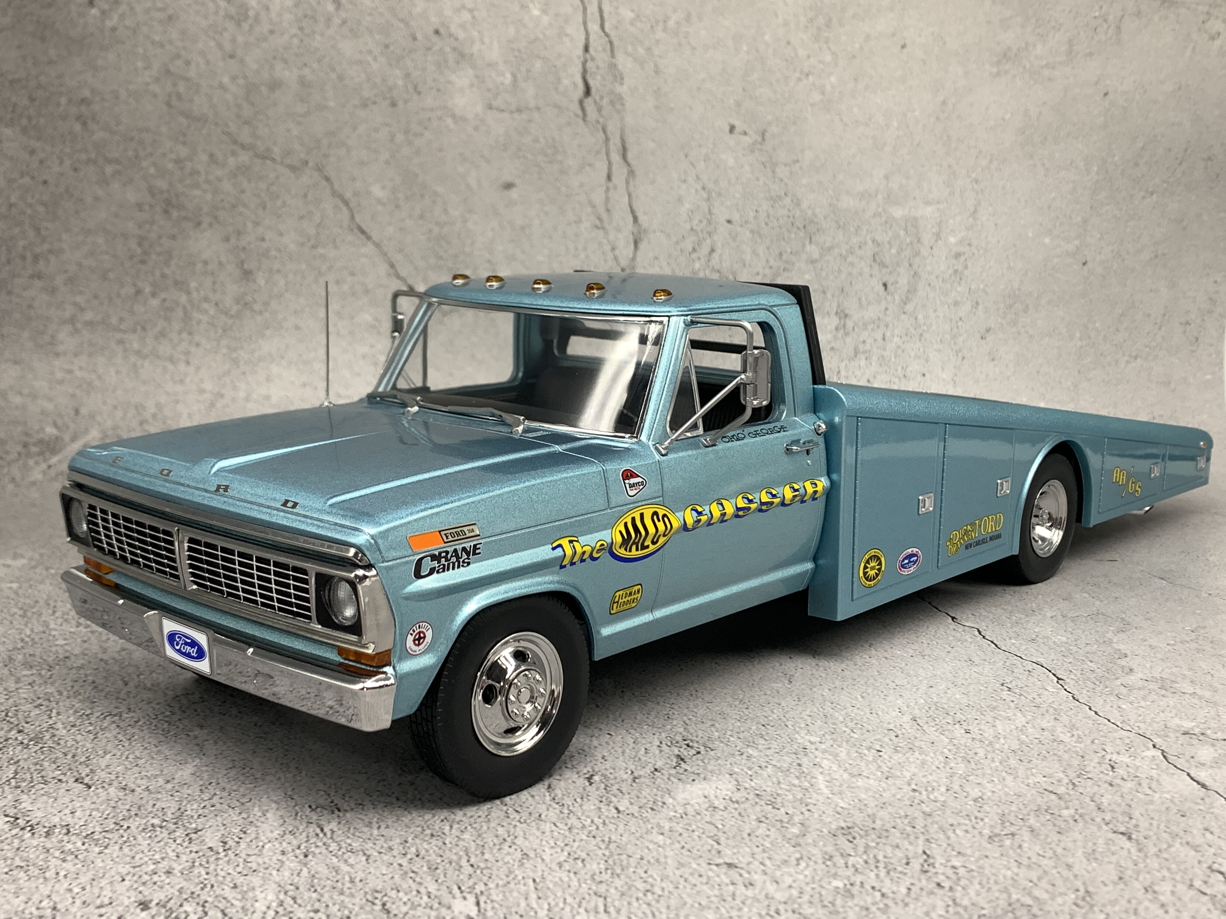 1/18 Scale 1970 F350 Ramp Truck Car Hauler Diecast Model Toy