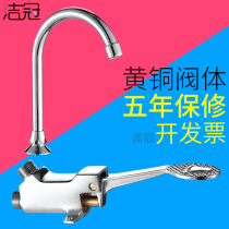 Foot tap switch Brass Laboratory Hospital food factory factory Single cold basin Foot tap