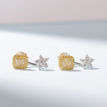 Wanlun jewelry new white 18K gold yellow diamond stud earrings custom recommended