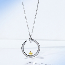 Wanlun jewelry white 18K gold color yellow diamond necklace pad shape Natural Color Diamond choker simple neck jewelry female