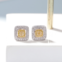 Wanlun jewelry white 18K gold yellow diamond studs colored diamond earrings earrings earrings female diamonds custom recommendation