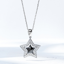 Vallon jewelry 18k platinum diamond 1 karat black diamond necklace five-pointed star diamond pendant qun xiang Ms. customization