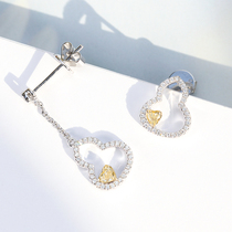 Wanlun jewelry new product gourd series 18k platinum diamond earrings natural colored diamond heart shaped cushion shaped yellow diamond earrings