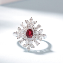Vallon jewelry new 0 5 karat pigeon blood natural ruby ring for women White 18k gold diamond multicolored customization