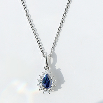 Wanlun jewelry new white 18K gold sapphire pendant drop shaped diamond necklace women gemstone pendant customization