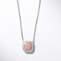 Wanlun Jewelry 18K Platinum Pink Diamond Necklace Natural Colored Diamond Pad Shape Medium Powder choker Argyle Customized Recommended