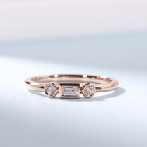 Wanlun jewelry New 18K rose gold diamond ring special diamond emerald cut ladder square bag set custom