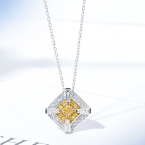 Wanlun jewelry 18K white gold yellow diamond necklace natural pad shape color diamond intellectual elegant diamond pendant choker
