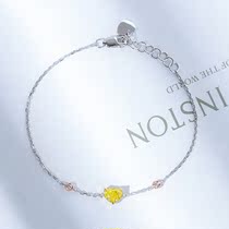 Wanlun Jewelry 18K Platinum Color Yellow Diamond Bracelet Female Commuter Simple Natural Heart-shaped Color Diamond Bracelet Customization