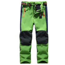 New childrens stormtroopers autumn and winter plus velvet thick waterproof and breathable outdoor sports pants wear-resistant and windproof soft shell pants