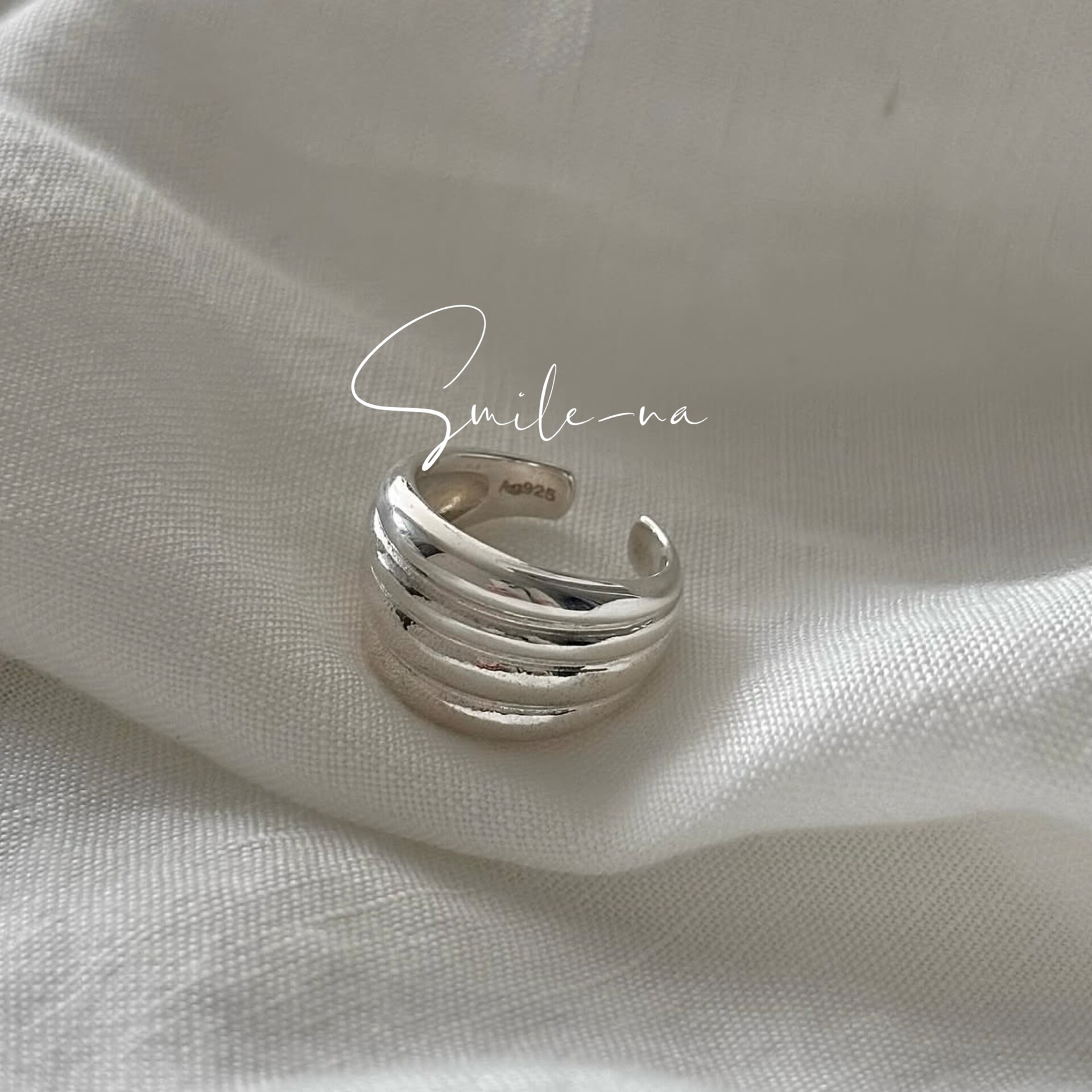South Korea imported S925 sterling silver niche design wide opening multi-layer design ring fashionable and versatile ring