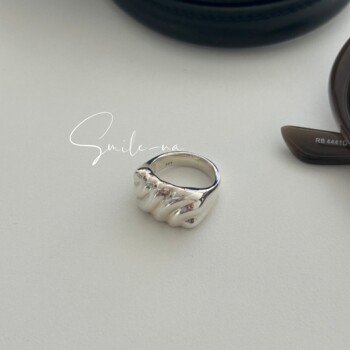 South korea imported s925 sterling silver simple and versatile fashionable wide texture ring finger ring joint ring thread