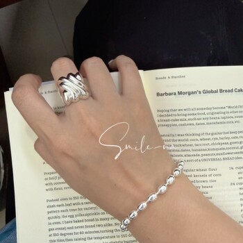 South korea imported s925 sterling silver simple and versatile fashionable wide texture ring ring exaggerated ring index finger