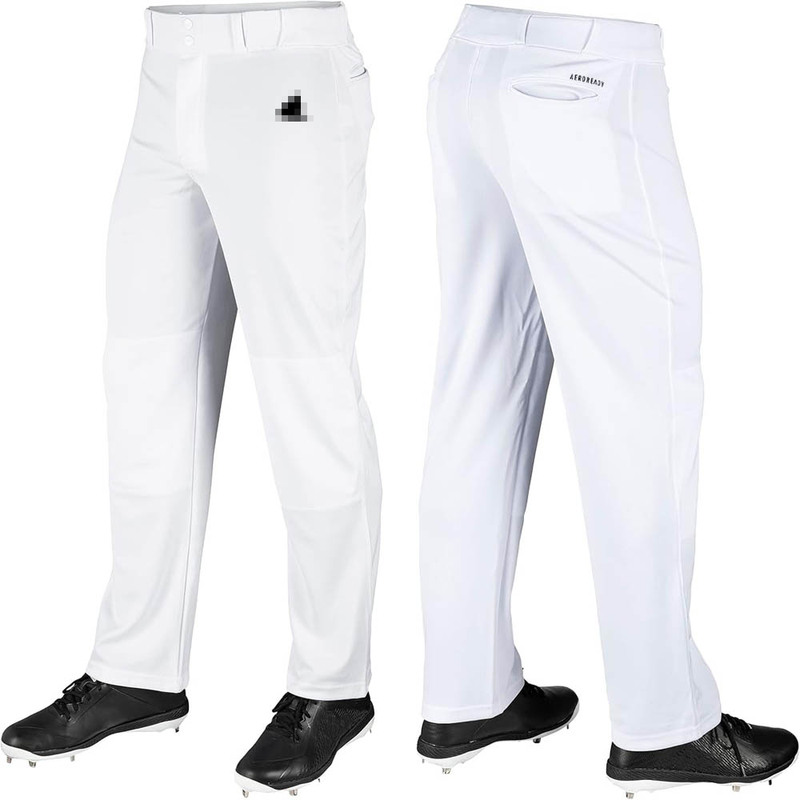 White and Gray Baseball Pants, Softball Pants, Long Pants, Cropped Pants, Straight-Leg Cuffed Pants for Youth and Adults