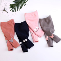 Baby plus velvet padded leggings autumn and winter girls woolen one velvet winter children warm baby pants outside