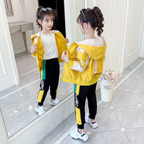 Girls clothing online red suit Spring dress 2022 new foreign air CUHK Girl girl Spring and autumn Spring Festival Sports Trendy Clothes