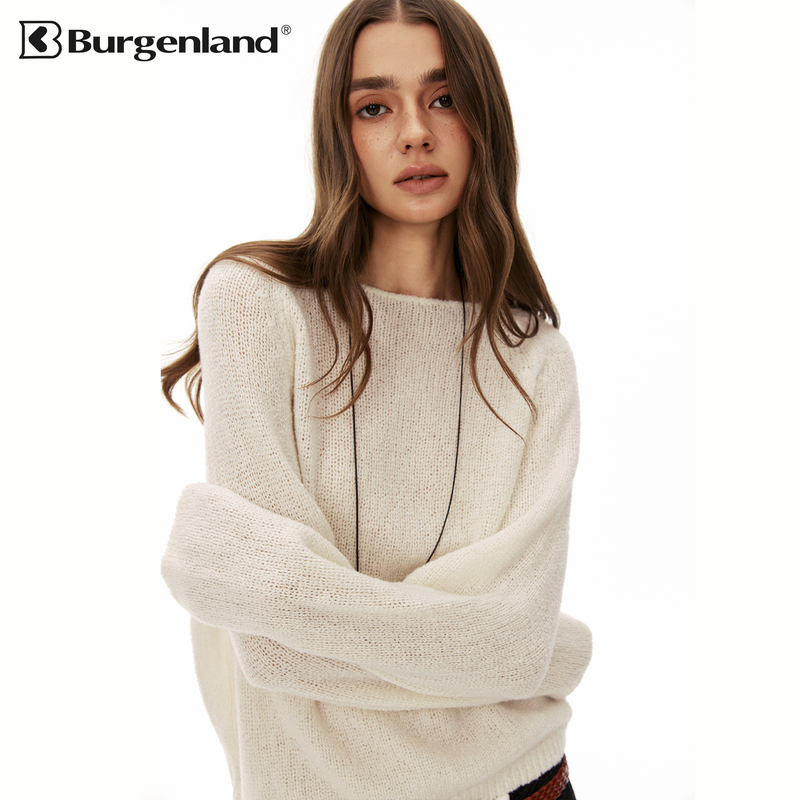 Burgenland 100% Wool Knit Sweater for Women, Chunky Knit, Hollow Out, Loose, Lazy Style, Pullover Sweater Coat