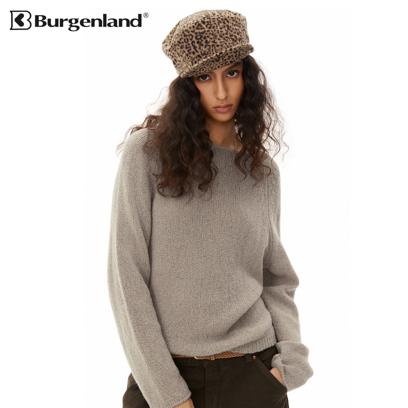 Burgenland Coarse Knit Hollow-Out 100% Wool Sweater for Women, Loose and Casual Pullover Sweater Coat