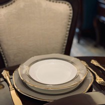 Bowl set home rice bowl high-grade European Jingdezhen light luxury tableware bone china plate ceramic bowl plate