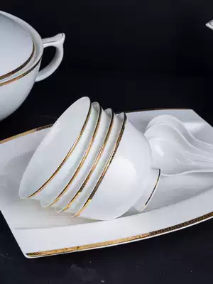 Jingdezhen high-end bone china tableware porcelain set European-style wedding bowls and dishes ceramic creative household set