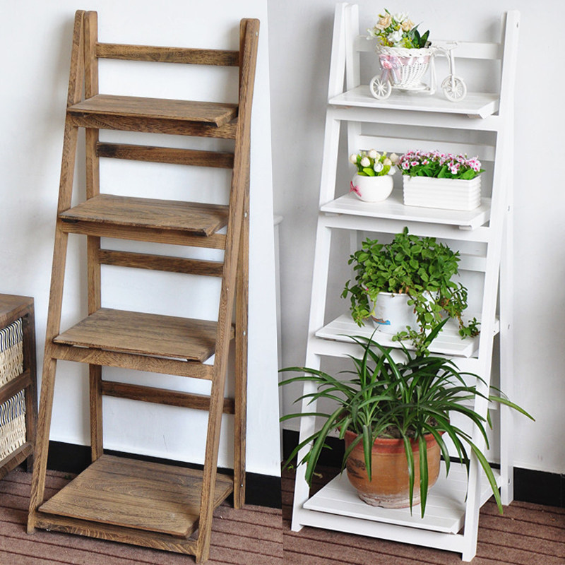 Headboard Shelf Multilayer Containing Shelf Floor Flower Racks Living-room Flowerpots Shelf Solid Wood Trapezoidal Bedrooms Containing Bookshelves