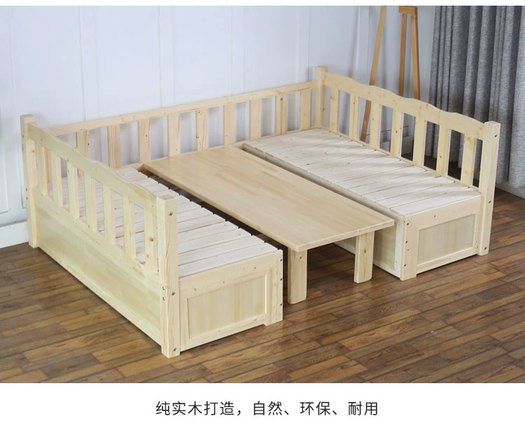Miễn phí vận chuyển gỗ đa chức năng kép sofa giường giường trẻ em với một bàn nhỏ gọn giường thông hiện đại 1.2m - Giường