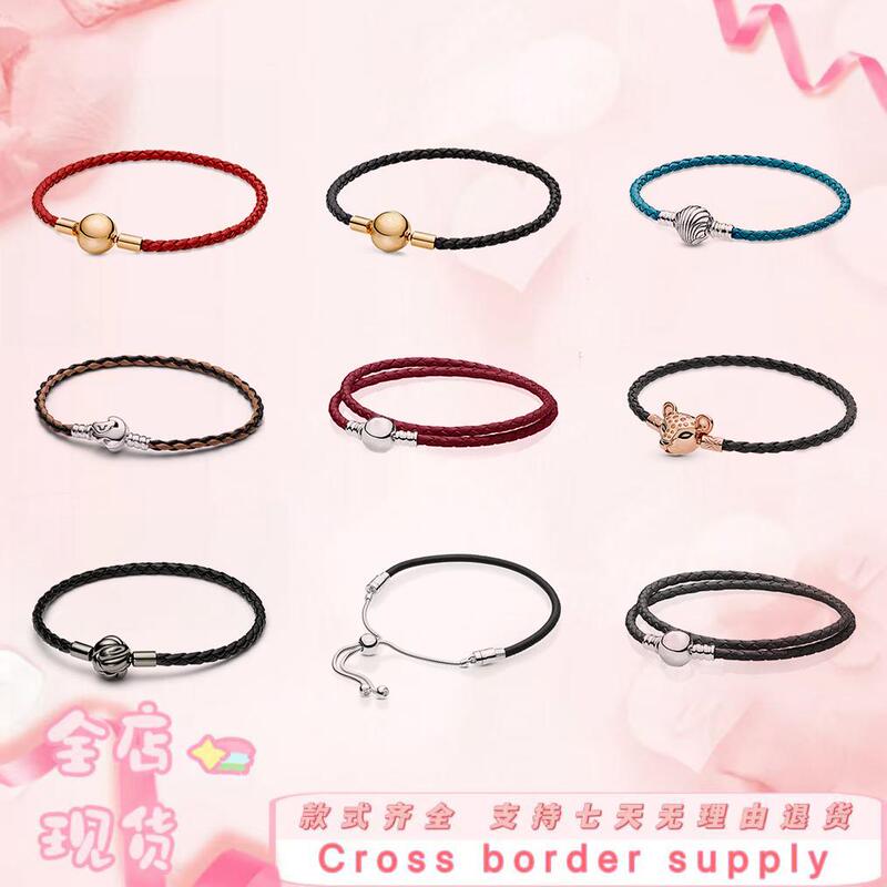 Leather Bracelet with Multiple Loops, Red for the Year of Birth, Black Double Loop, Stylish and Unique Couple's Style