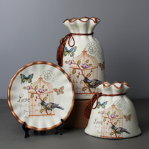 Chinese vase ceramic ornaments living room flower arrangement creative fashion dried flower hipster coffee table table decoration