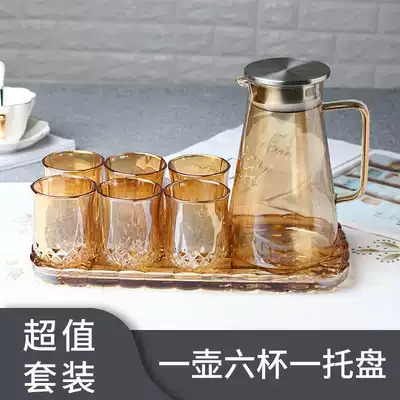 Cup set Household European-style simple living room water cup set Cup set Golden glass set cooler