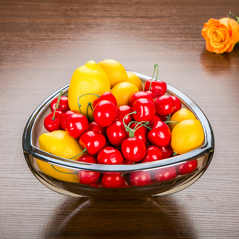 Unleaded glass fruit tray High footed fruit bucket Modern Living room Creative Home European-style big fruit bucket Fruit Fighting Fruit Pot