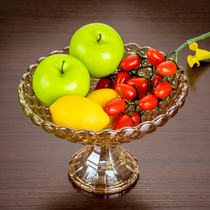 European style large gold crystal glass fruit plate luxury home living room coffee table fruit plate decoration home furnishings