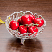 Household small candy plate crystal glass dried fruit plate three-legged fruit bucket simple modern living room European creative small bowl