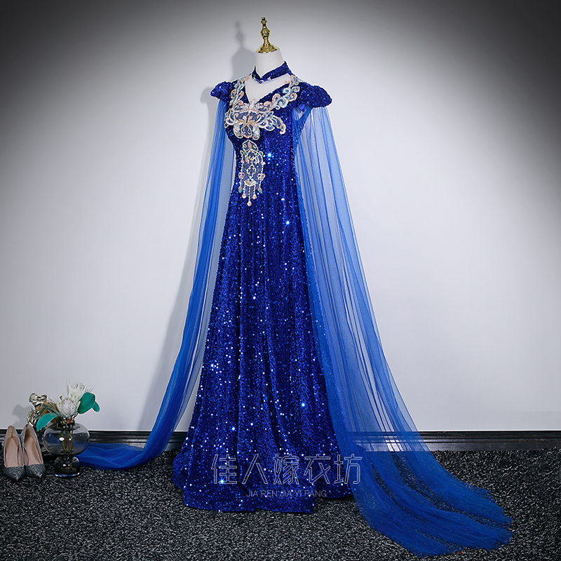 Evening Dress, Coming-Of-Age Ceremony Long Dress, Slimming, Guzheng Stage Solo Performance Outfit, Conductor Host Performance Choir Dress