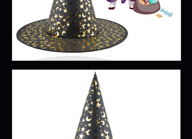 Halloween cung cấp bí ngô mũ phù thủy mũ phù thủy mũ nhọn ruy băng đen nhọn ngôi sao mũ phù thủy mặt trăng - Sản phẩm Đảng / Magic / Hiệu suất đồ hóa trang cho bé gái