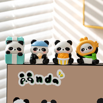 Cartoon national fashion panda office desk small ornaments creative cute pet doll childrens room doll decoration resin ornaments