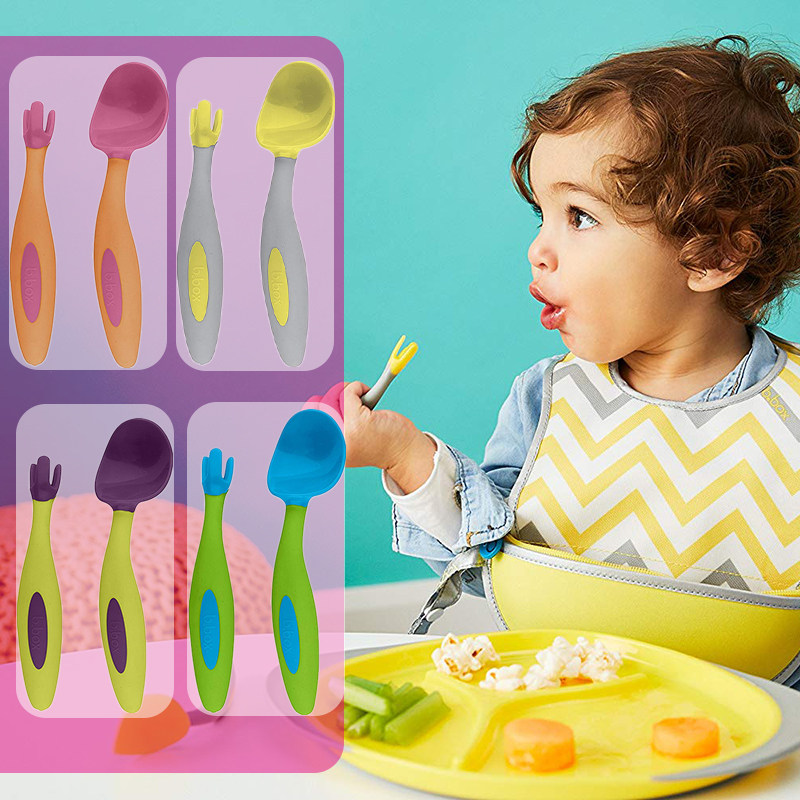 Australian bbox elbow spoon baby learning to eat crooked spoon B BOX training fork spoon auxiliary food children's tableware