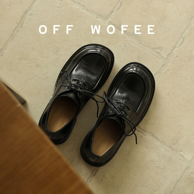 OFFWOFEE туфли на увеличенной платформе, туфли из натуральной кожи, чистые туфли из конской кожи, туфли в британском стиле ретро с квадратным носком, черные туфли дерби