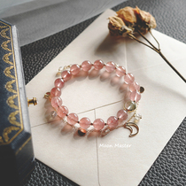Month Old Ancestral Hall Stars Moon Natural Crystal Bracelet Women Ins Grey Moonstone Strawberry Crystal Recruit Peach Blossom Delivery Bestie Gift