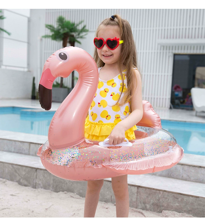 Ins mô hình phim hoạt hình sequin flamingo đậu Hà Lan vòng tròn trẻ em bé em kỳ lân vòng cứu sinh bơi - Cao su nổi phao đỡ cổ