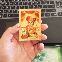 原装进口印度黑天毗湿奴那罗延奎师那小坎哈彩绘护身卡金属片