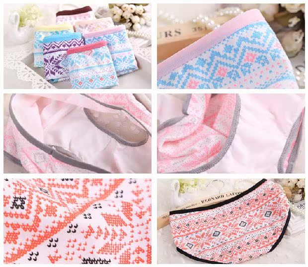 Cotton nguyên chất phong cách dân tộc retro eo thấp sinh viên tóm tắt tam giác thoải mái Cotton đồ lót phụ nữ hộp quà tặng tải - Bộ quà tặng quần sịp con voi