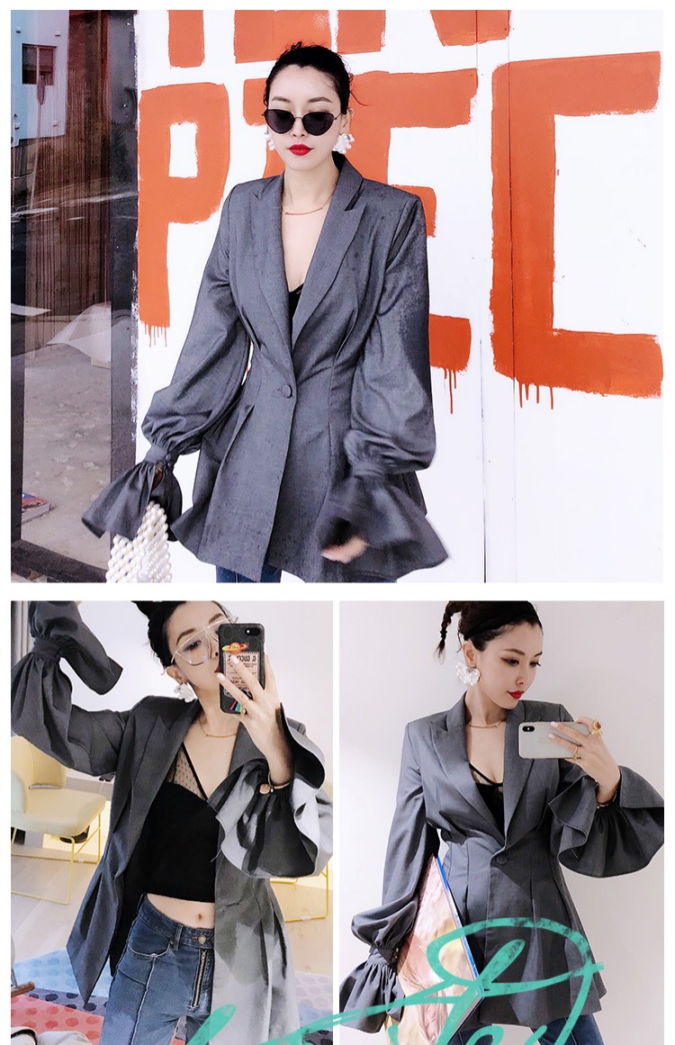 13 nên là màu xám chic chic blazer nữ phiên bản Hàn Quốc của phần dài của mùa thu mặc eo thon áo vest nữ đen